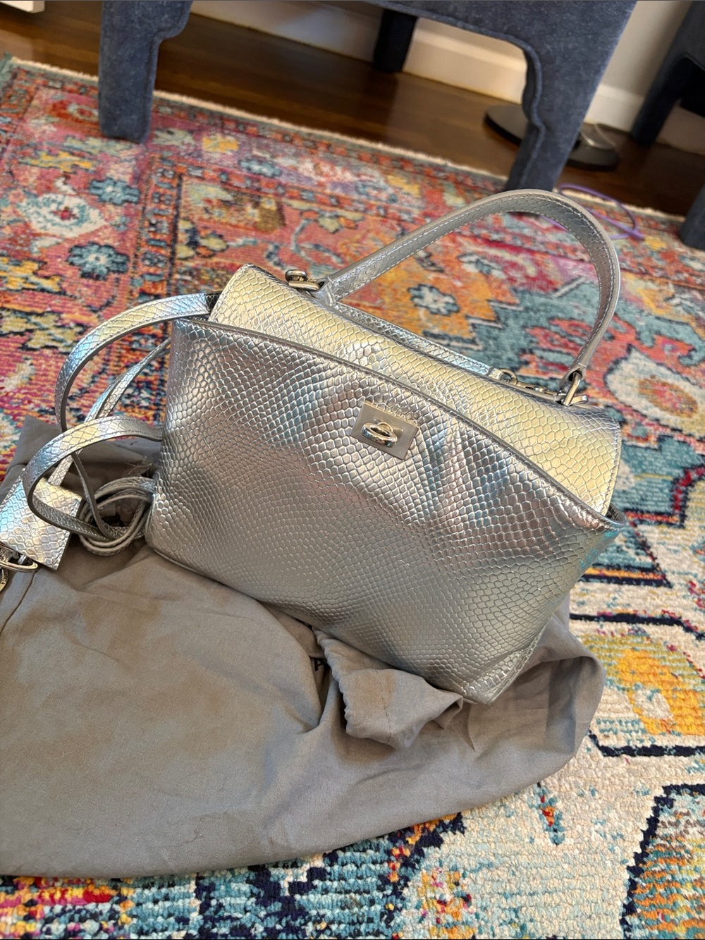 Balenciaga Rodeo Mini Python-Embossed Leather Crossbody Bag - Picture 9 of 9
